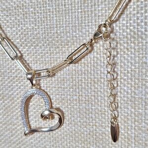 Gold and Silver Heart Pendant Necklace